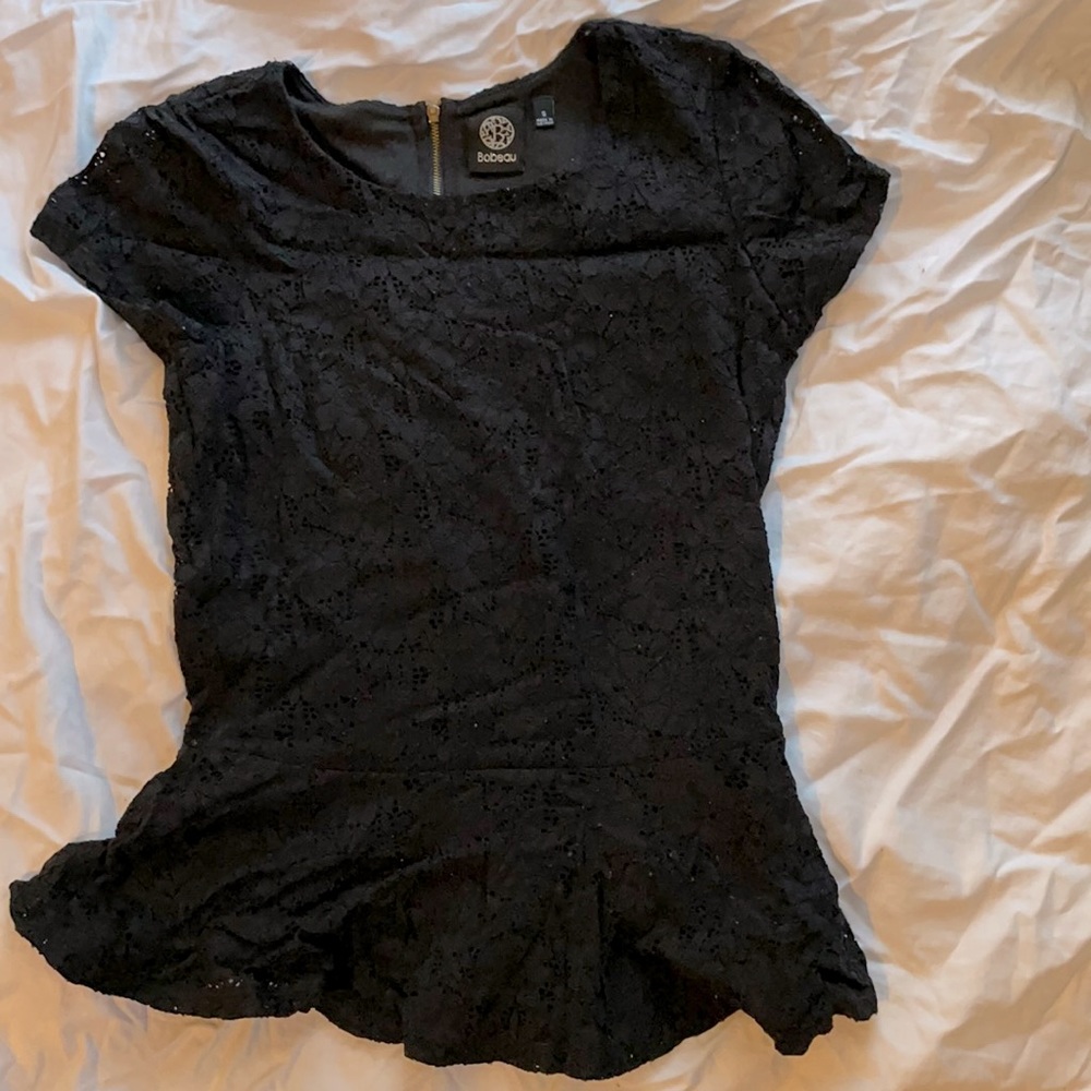Bobeau Black fit and flare lace top Size:S